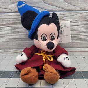 Disney Sorcerer Mickey‎ Mouse Fantasia Bean Bag Beanie Plush Stuffed Toy 10"